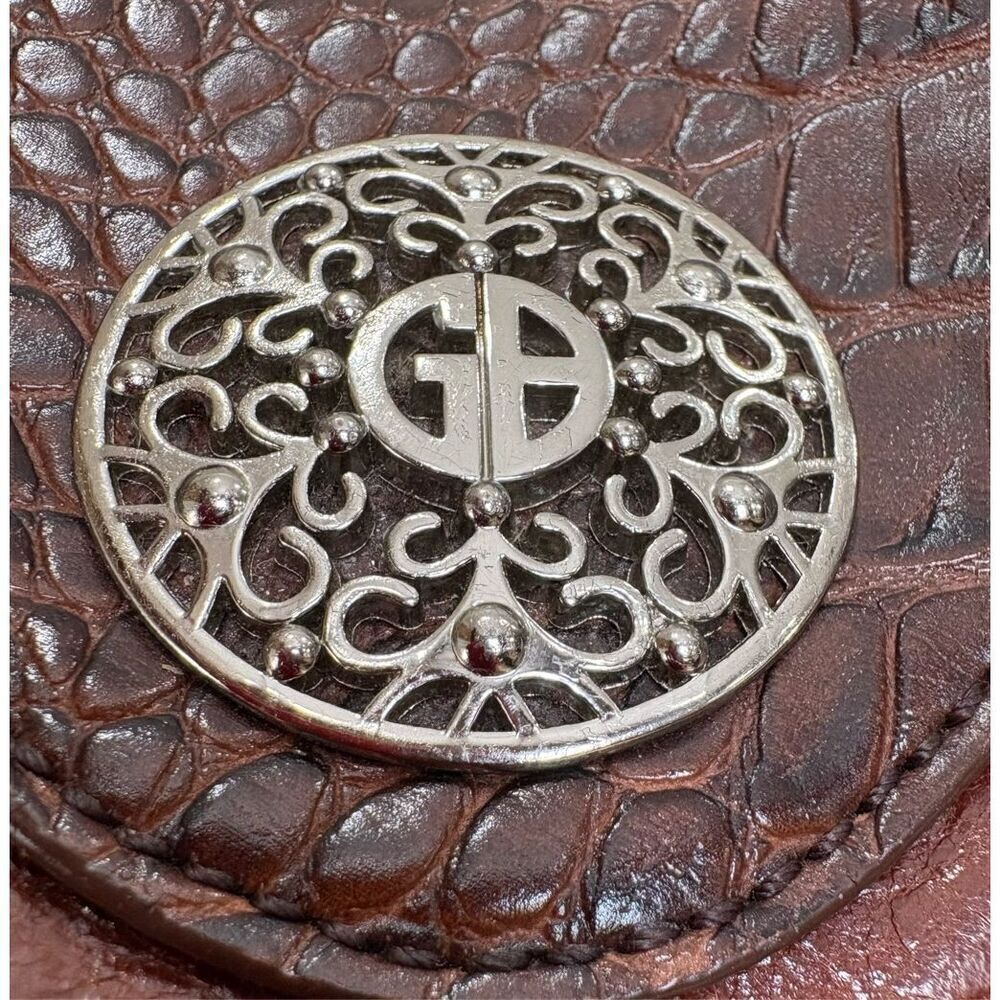 GIANI BERNINI - Double Zip Glazed Leather Satchel/Espresso w/Faux Leather Trim - Picture 4 of 16
